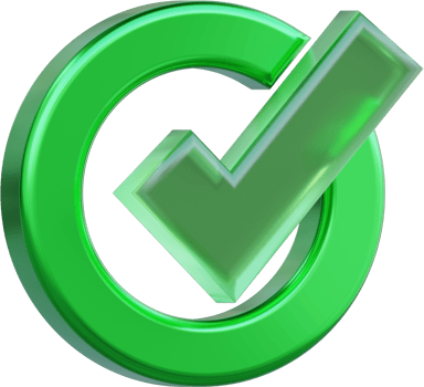 A green check mark. The check mark is a symbol of approval or satisfaction. png