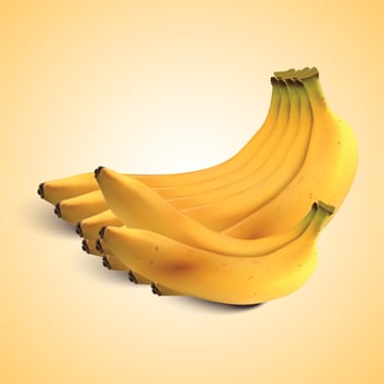 banana icons, half peeled and slice banana snack, bunch of bananas. vector