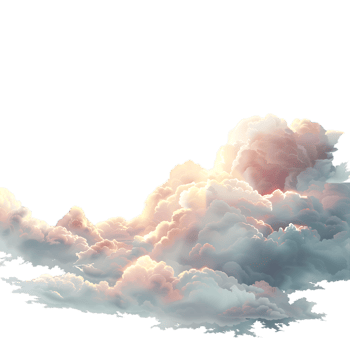 The cartoon style depiction of a sun and clouds stands alone png