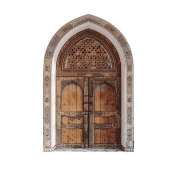 Old vintage wooden door isolated on white background png