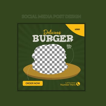 Food menu social media post design template vector