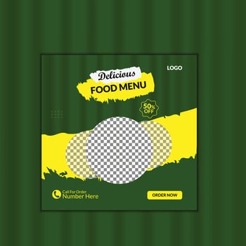 Food menu social media post design template vector