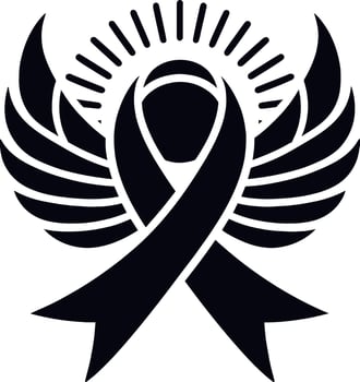 Banners and ribbon silhouettes isolated on a white background, Awareness Ribbon Silhouette illustration with vintage style isolated black and white design vector