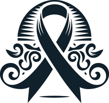 Banners and ribbon silhouettes isolated on a white background, Awareness Ribbon Silhouette illustration with vintage style isolated black and white design vector