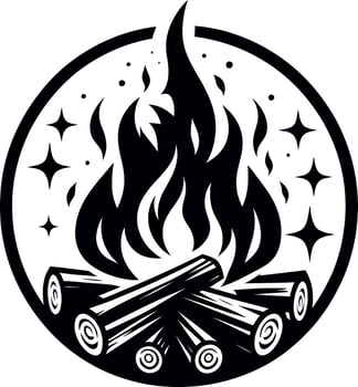 campfire illustration flat minimalistic silhouette style isolated on white background, Flames symbols flat style vect silhouette, fire silhouette, vector