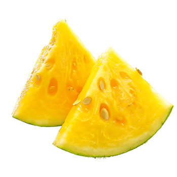 Yellow watermelon isolated against transparent background png
