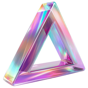 3D iridescent material shape triangle isolated png