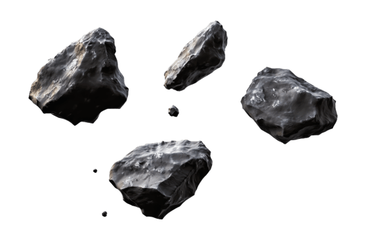 Collection of Dark Rocks with Irregular Shapes and Textures png