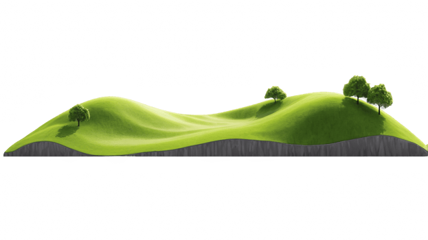 Green hills lanscape isolated on transparent background png