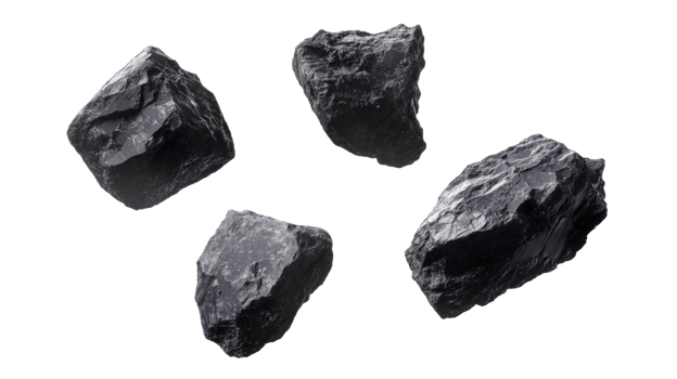 Collection of Black Rocks Displaying Unique Geological Features png