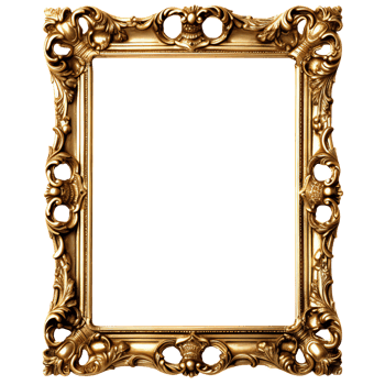 antique golden frame isolated on transparent. Gold vintage frame. png