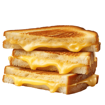 Fried melted cheese sandwich. Classic cheese toasted sandwich cut in half. isolated on transparent png