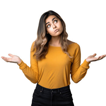 I don't know. a woman in a yellow jacket stands with her arms raised. woman isolated on transparent png