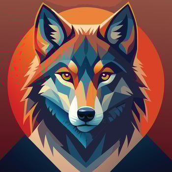 colorful wolf outline vector