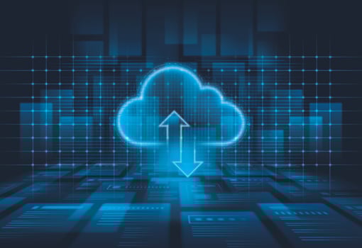 Abstract Data center background. Cloud Storage Technology of computer warehouse of data. Digital information with light of Cloud database. vector