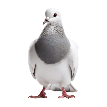 White Racing Pigeon with Alert Expression png