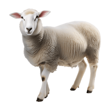 sheep standing and looking forward isolated on transparent background png