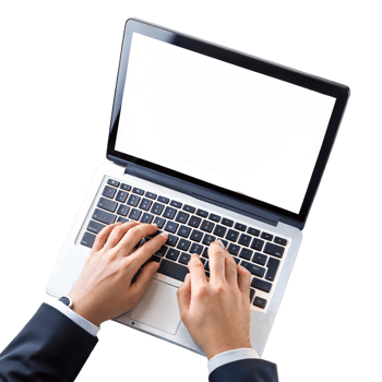Hands typing on laptop keyboard png