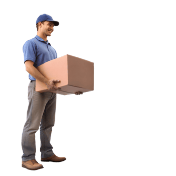 Delivery person holding a cardboard box png