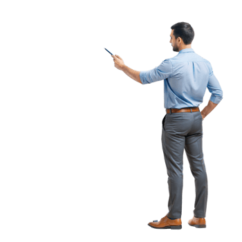Man giving presentation with remote control png