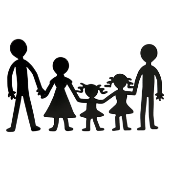 Stick figure family holding hands isolated on a transparent background png
