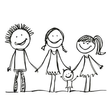 Stick figure family holding hands isolated on a transparent background png