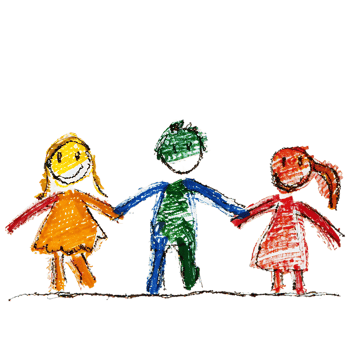 Stick figure family holding hands isolated on a transparent background png