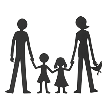 Stick figure family holding hands isolated on a transparent background png
