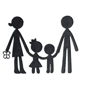 Stick figure family holding hands isolated on a transparent background png