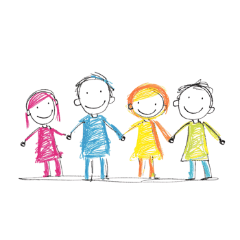 Stick figure family holding hands isolated on a transparent background png