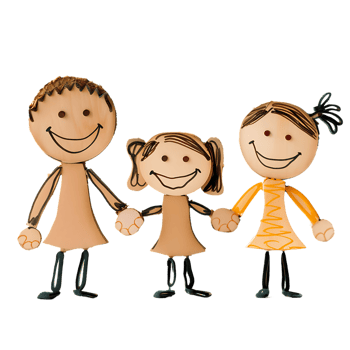 Stick figure family holding hands isolated on a transparent background png