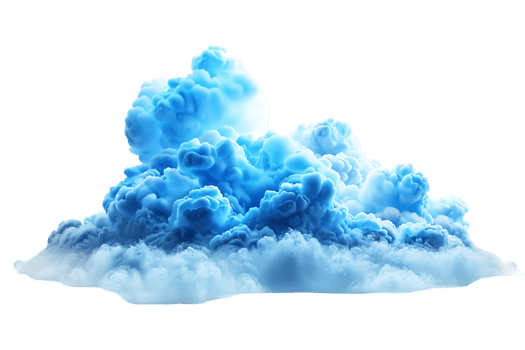3D blue cloud isolated against a transparent background png