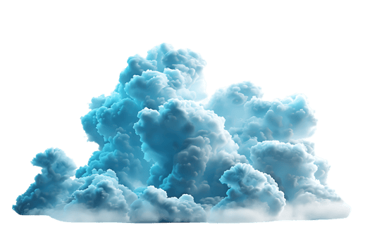 3D blue cloud isolated against a transparent background png