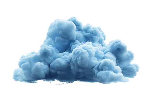 3D blue cloud isolated against a transparent background png