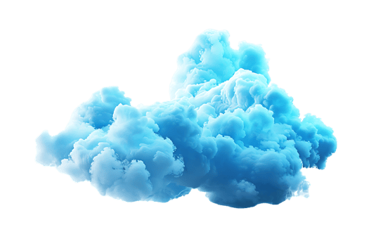 3D blue cloud isolated against a transparent background png
