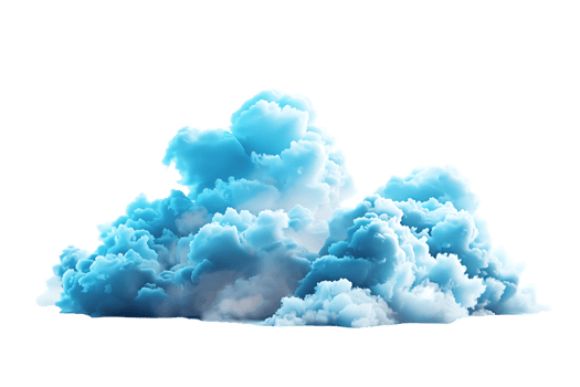 3D blue cloud isolated against a transparent background png