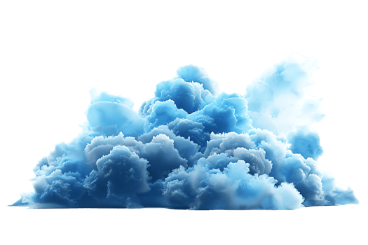 3D blue cloud isolated against a transparent background png