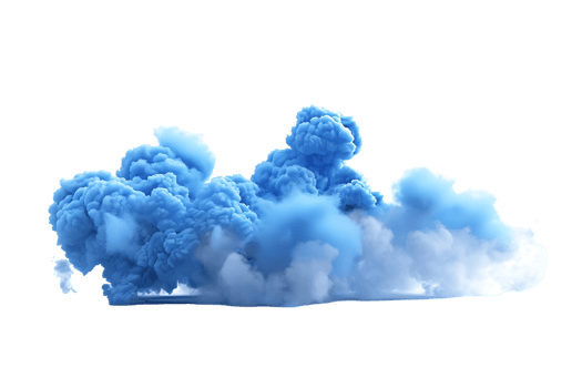 3D blue cloud isolated against a transparent background png