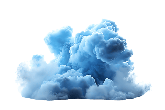 3D blue cloud isolated against a transparent background png