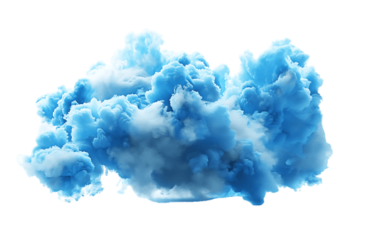 3D blue cloud isolated against a transparent background png