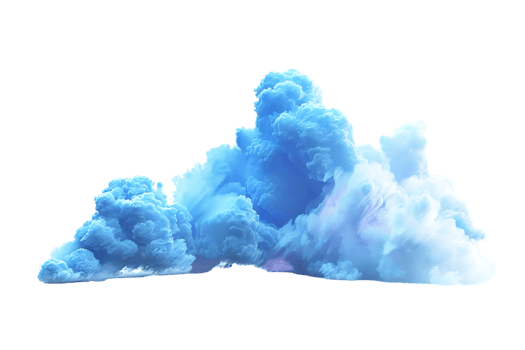 3D blue cloud isolated against a transparent background png