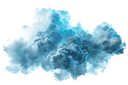 3D blue cloud isolated against a transparent background png