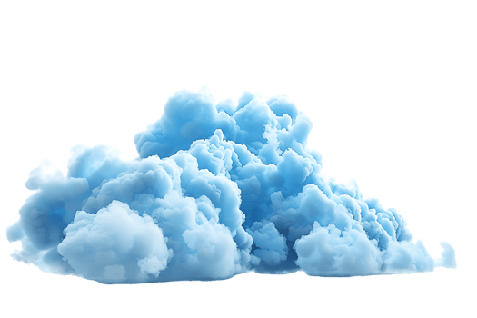 3D blue cloud isolated against a transparent background png
