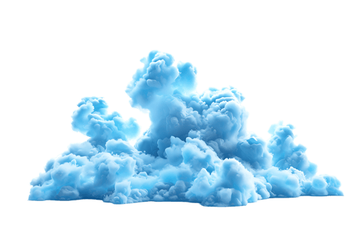 3D blue cloud isolated against a transparent background png
