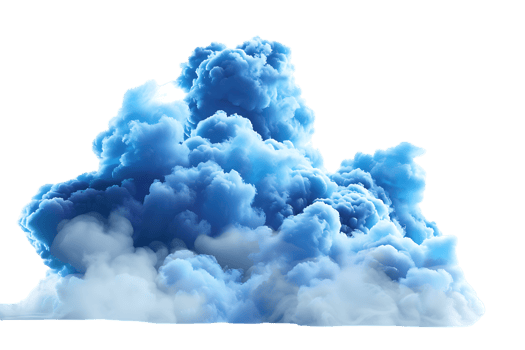 3D blue cloud isolated against a transparent background png