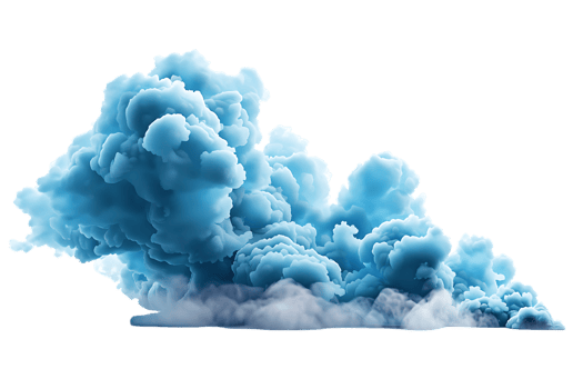 3D blue cloud isolated against a transparent background png