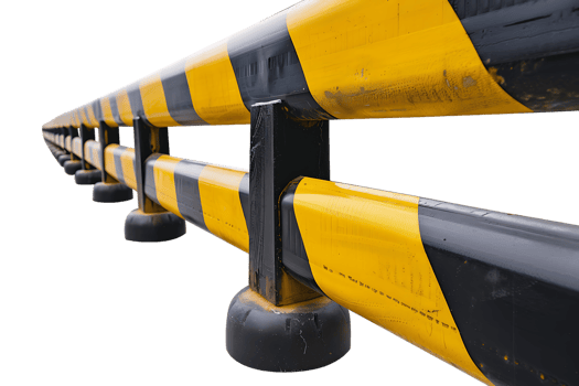 a yellow and black traffic barricade isolated against a transparent background png