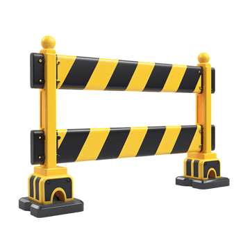 a yellow and black traffic barricade isolated against a transparent background png