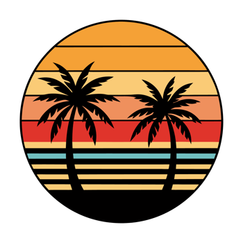 Retro vintage sunset in 80s 90s style--black silhouette png
