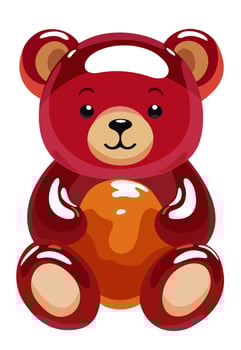 Bright red gummy bears Jelly bear fruit gummy. isolated illustration vector
